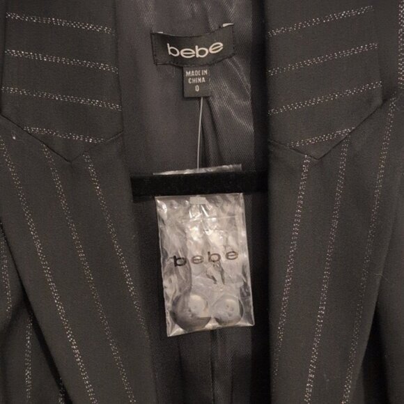Bebe Black Pinstripe Blazer - Picture 2 of 3